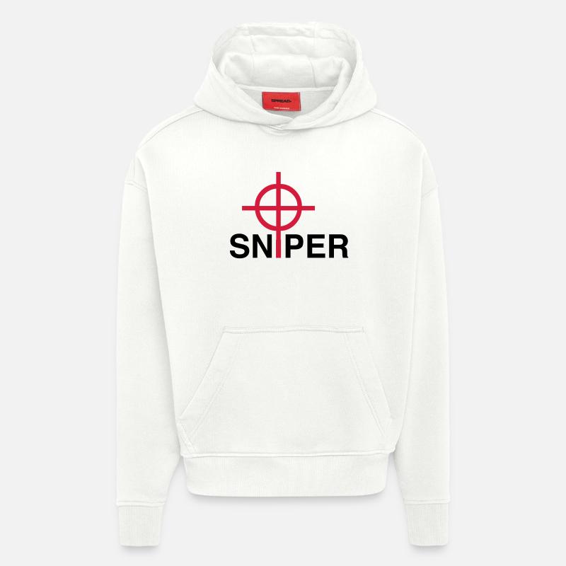 Sniper - Sweat à capuche bio épais oversize fabriqué en UE - OFF WHITE