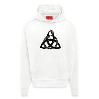 Serpents noirs et symbole celte - Sweat à capuche bio épais oversize fabriqué en UE - OFF WHITE - Devant
