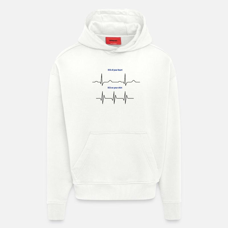 Électrocardiogramme (ECG) rythme réel vs mode - Sweat à capuche bio épais oversize fabriqué en UE - OFF WHITE