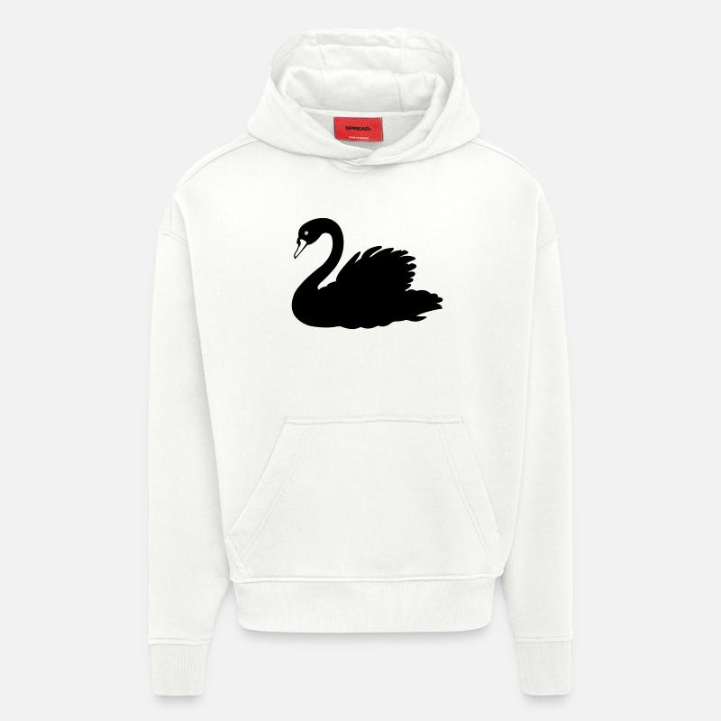 Schwarze Schwanen-Schattenfigur - Hoodie- made by SPREAD  - OFF WHITE