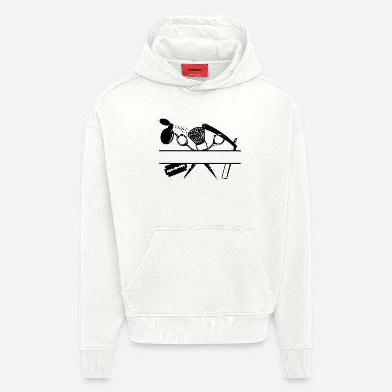 Bannière de texte d’attributs de coiffeurs - Sweat à capuche bio épais oversize fabriqué en UE - OFF WHITE
