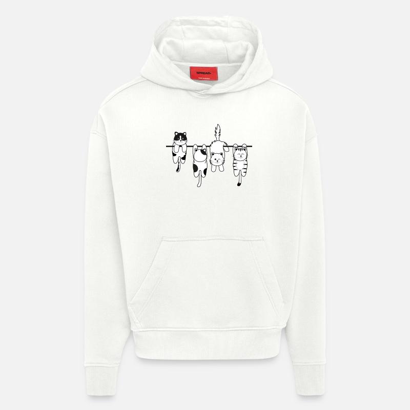 Chat de lessive - Sweat à capuche bio épais oversize fabriqué en UE - OFF WHITE