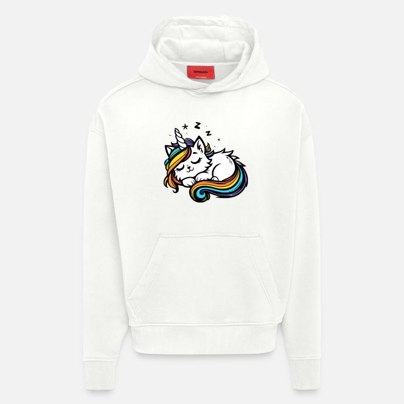 Schlafende Einhornkatze (bunt) - Hoodie- made by SPREAD  - OFF WHITE