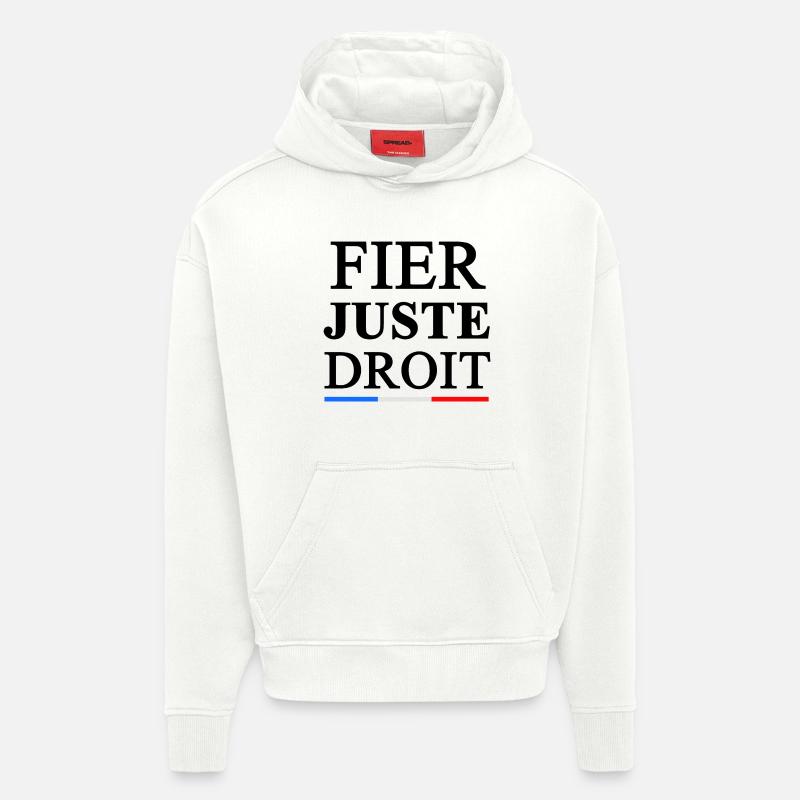 FIER_JUSTE_DROIT - Sweat à capuche bio épais oversize fabriqué en UE - OFF WHITE