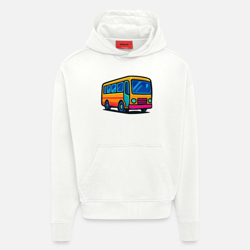 Illustration de bus de comics - Sweat à capuche bio épais oversize fabriqué en UE - OFF WHITE