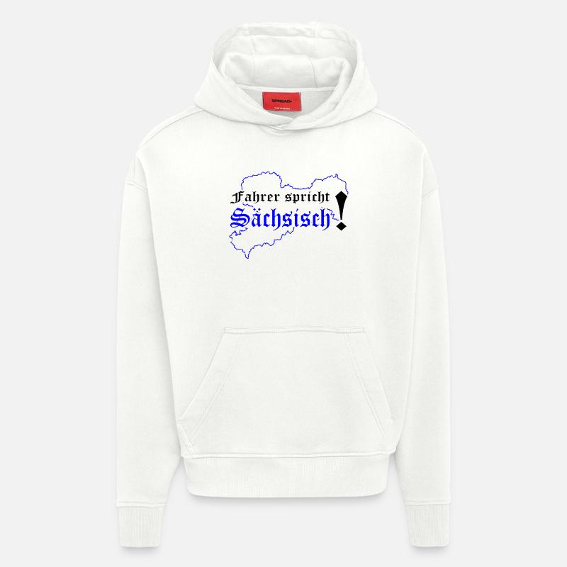 Dialecte saxon saxon de Saxe - Sweat à capuche bio épais oversize fabriqué en UE - OFF WHITE