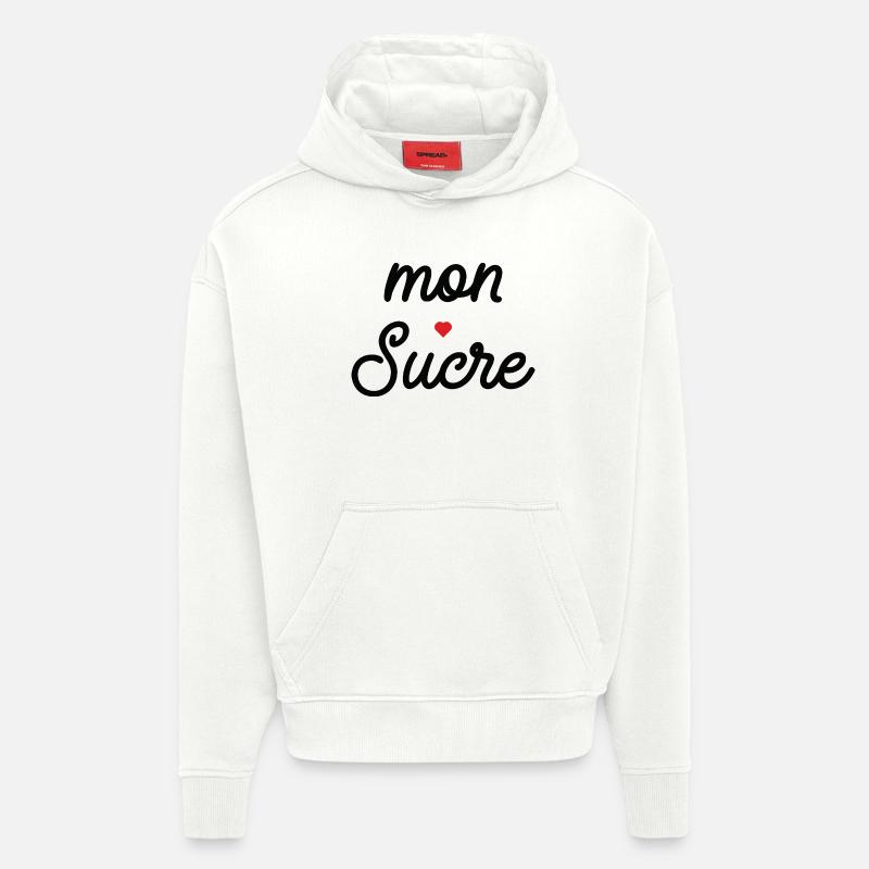 Mon cœur Noir Script - Sweat à capuche bio épais oversize fabriqué en UE - OFF WHITE