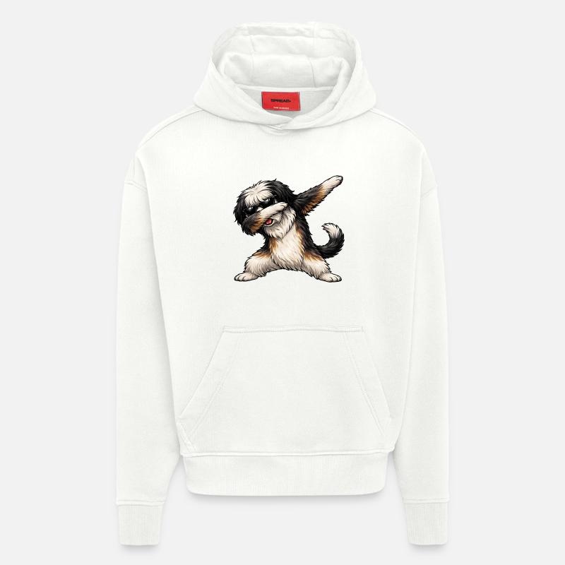 Dab du Tibetan Terrier - Sweat à capuche bio épais oversize fabriqué en UE - OFF WHITE