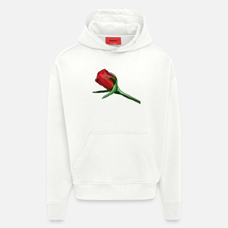 Red Rose on Black Painterly - Hoodie- made by SPREAD  - OFF WHITE