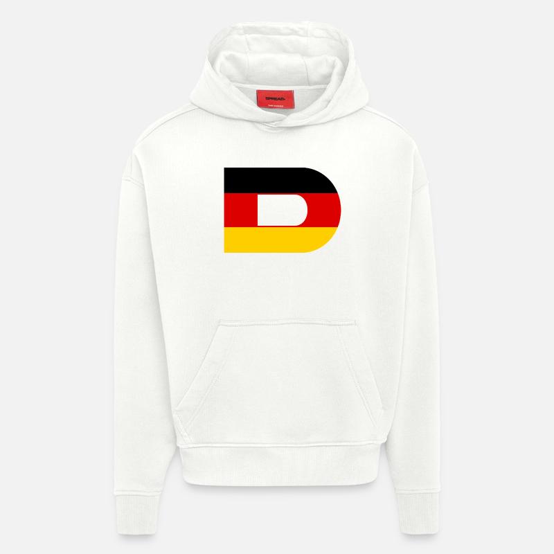 D - Style du drapeau allemand - Sweat à capuche bio épais oversize fabriqué en UE - OFF WHITE