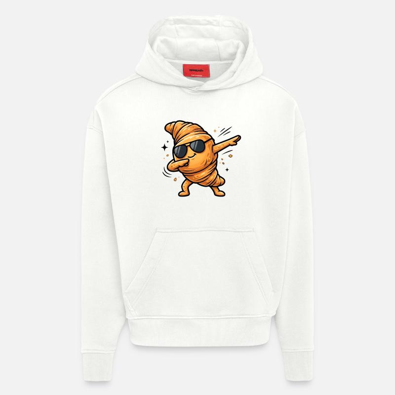 Croissant à tamponner - Sweat à capuche bio épais oversize fabriqué en UE - OFF WHITE