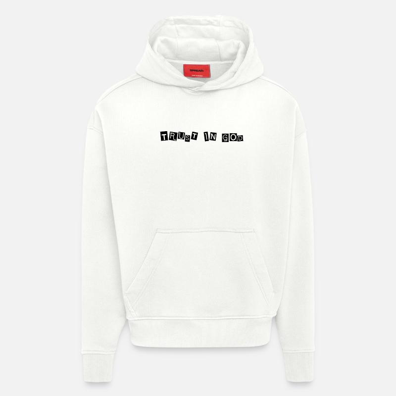 Confiance en Dieu - Sweat à capuche bio épais oversize fabriqué en UE - OFF WHITE