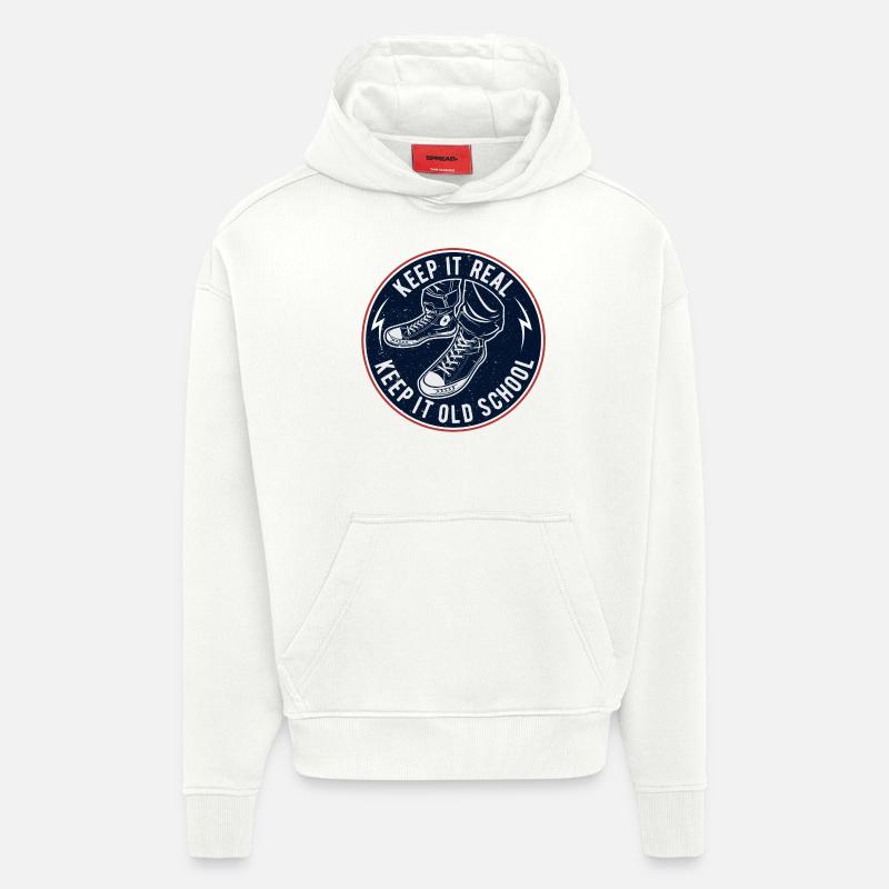 Gardez-la vieille école - Sweat à capuche bio épais oversize fabriqué en UE - OFF WHITE