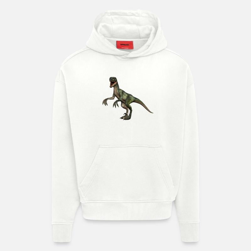 dinosaure Velociraptor 4 - Sweat à capuche bio épais oversize fabriqué en UE - OFF WHITE