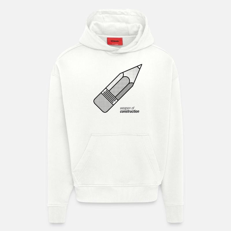 Armes de construction - Sweat à capuche bio épais oversize fabriqué en UE - OFF WHITE