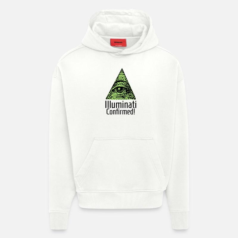 Illuminati cadeau amusant confirmé - Sweat à capuche bio épais oversize fabriqué en UE - OFF WHITE