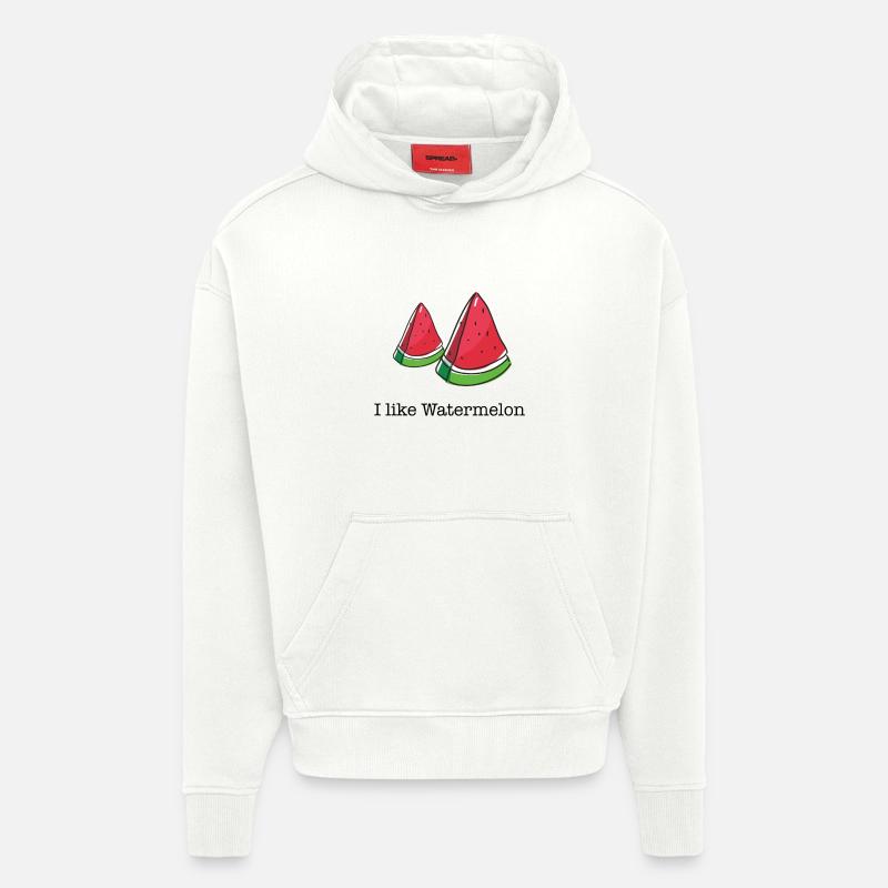 J'aime pastèques pastèque cadeau - Sweat à capuche bio épais oversize fabriqué en UE - OFF WHITE