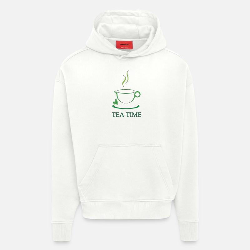 Thé Teatime Amour Tea Time - Sweat à capuche bio épais oversize fabriqué en UE - OFF WHITE