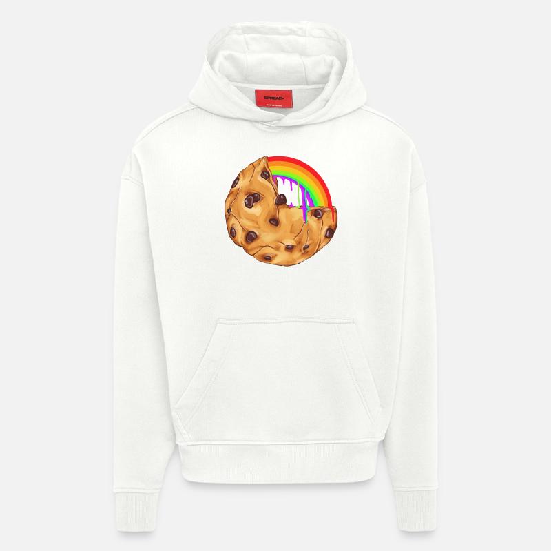 Cookie arc-en- - Sweat à capuche bio épais oversize fabriqué en UE - OFF WHITE