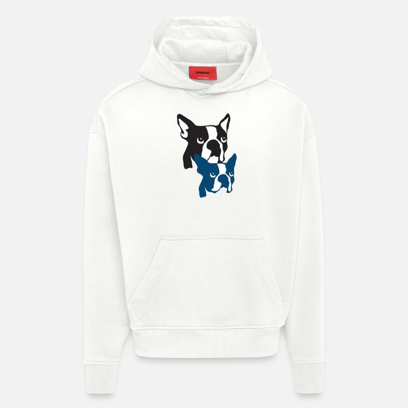 Boston Terrier os de tigre - Sweat à capuche bio épais oversize fabriqué en UE - OFF WHITE