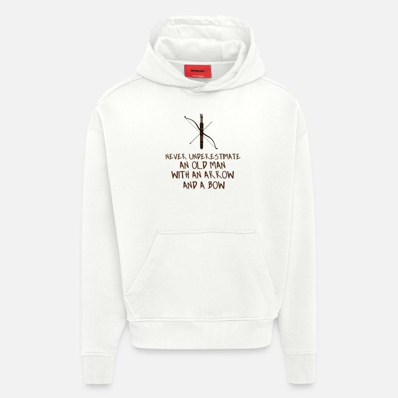 cadeau passe-temps Tir à l'arc Archer Flèche - Sweat à capuche bio épais oversize fabriqué en UE - OFF WHITE
