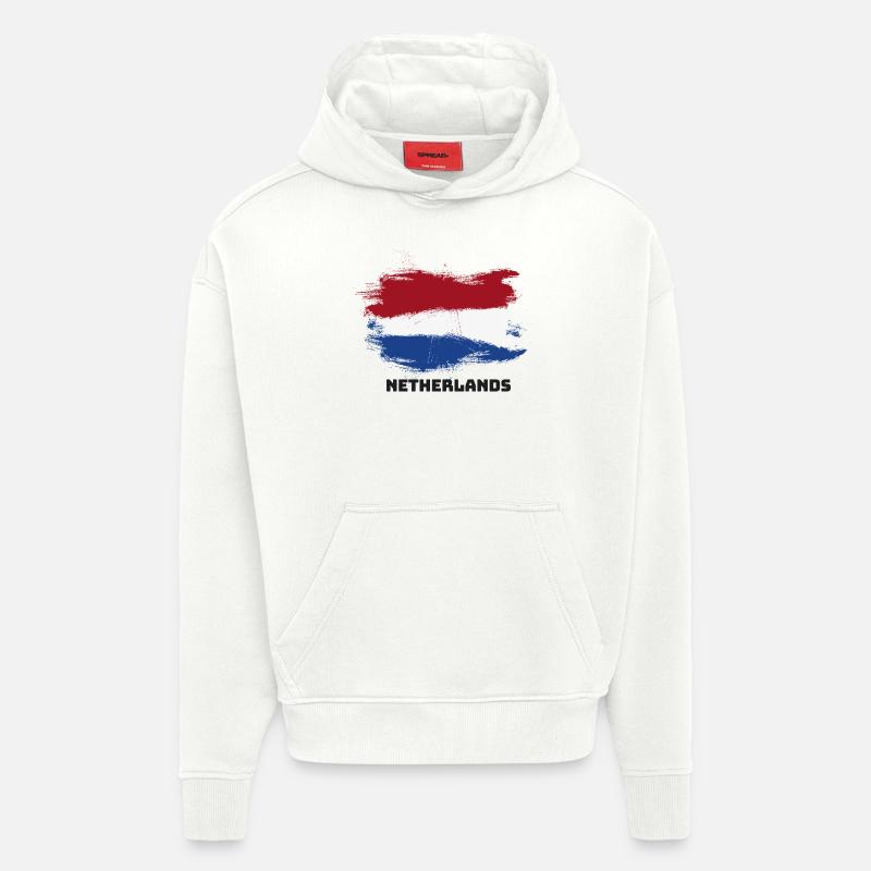 drapeau, bannière Pays-Bas Hollande - Sweat à capuche bio épais oversize fabriqué en UE - OFF WHITE