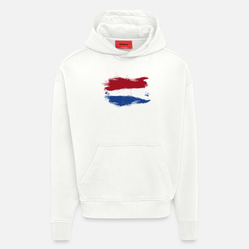 drapeau, bannière Pays-Bas Hollande - Sweat à capuche bio épais oversize fabriqué en UE - OFF WHITE