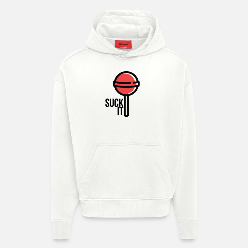 SUCK IT RED - Sweat à capuche bio épais oversize fabriqué en UE - OFF WHITE