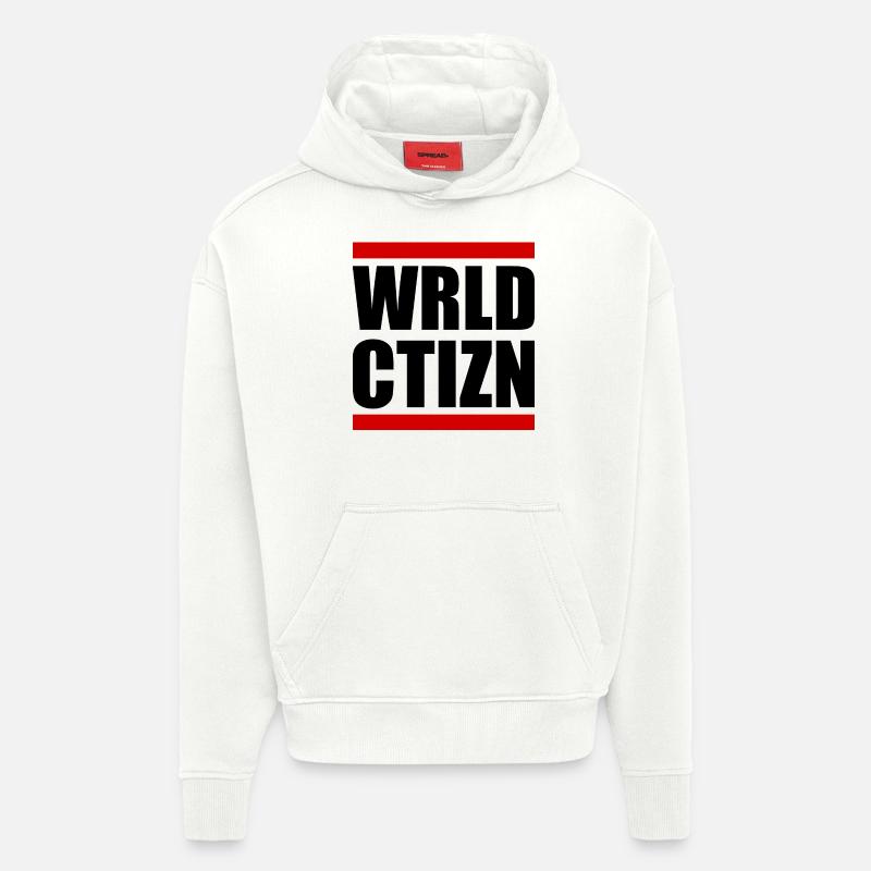 Wrld ctizn - citoyen du monde - Sweat à capuche bio épais oversize fabriqué en UE - OFF WHITE
