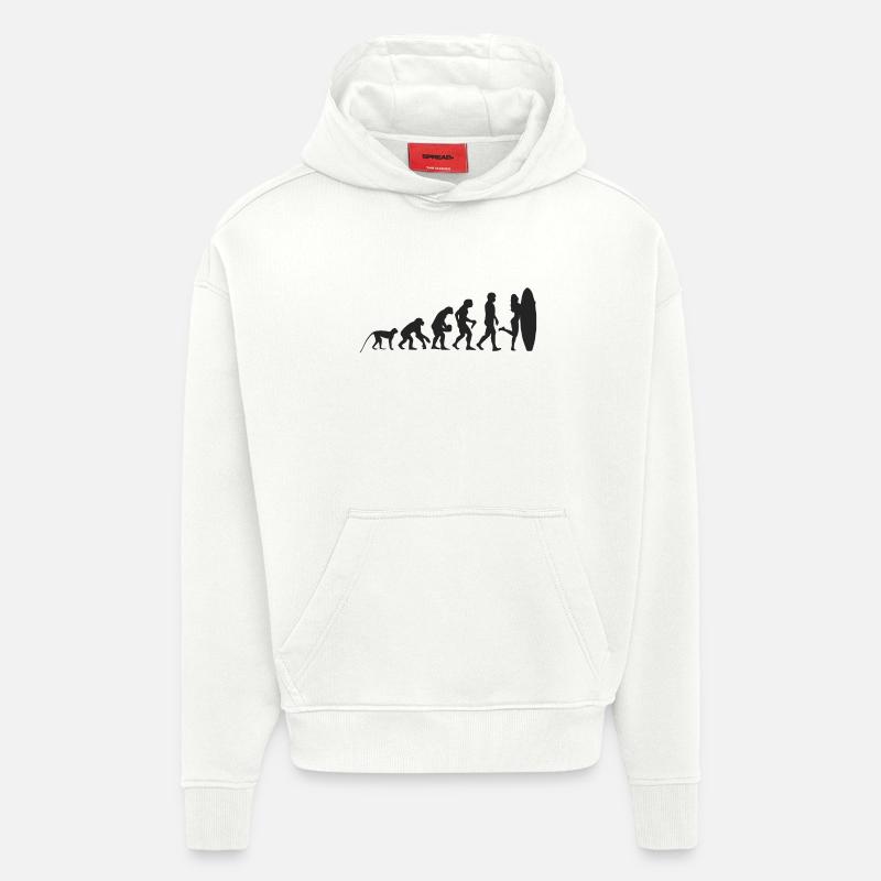 Evolution Surf - Sweat à capuche bio épais oversize fabriqué en UE - OFF WHITE