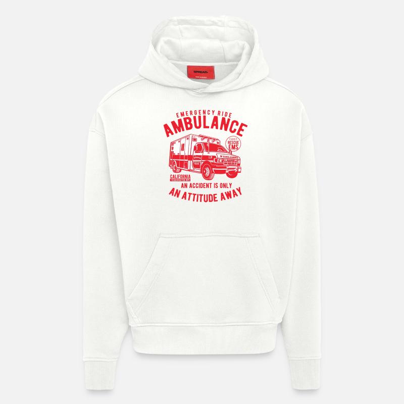 ambulance d'urgence - Sweat à capuche bio épais oversize fabriqué en UE - OFF WHITE