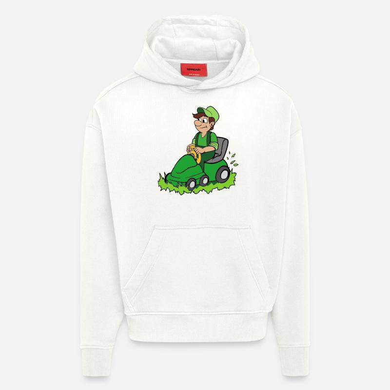 Jardinier avec tondeuse - Sweat à capuche bio épais oversize fabriqué en UE - OFF WHITE