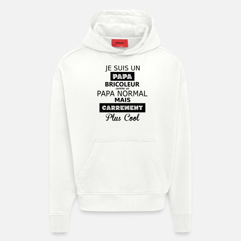 Papa bricoleur - Sweat à capuche bio épais oversize fabriqué en UE - OFF WHITE