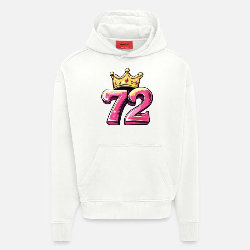 Couronne à 72 chiffres - Sweat à capuche bio épais oversize fabriqué en UE - OFF WHITE