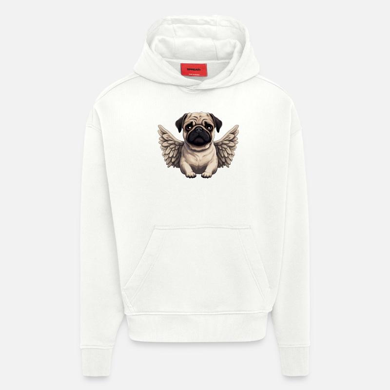 Süßer Mops-Engel im Comic-Stil - Hoodie- made by SPREAD  - OFF WHITE