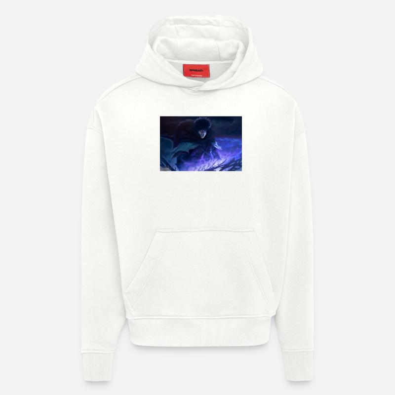 Guerrier féroce dans le noir - Sweat à capuche bio épais oversize fabriqué en UE - OFF WHITE