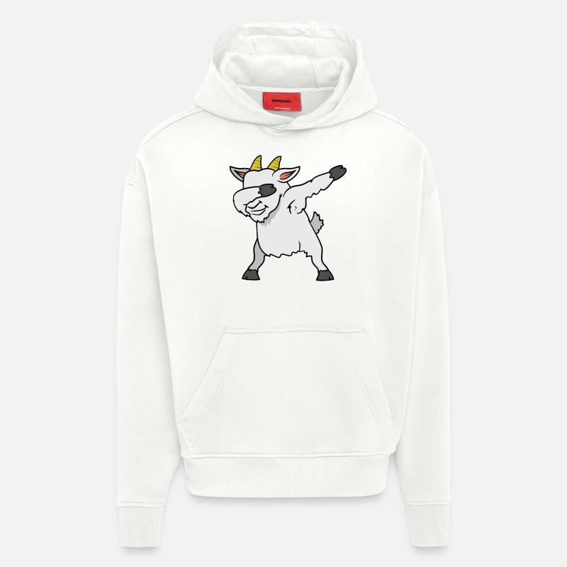 Dabbing Dab chèvre chèvre - Sweat à capuche bio épais oversize fabriqué en UE - OFF WHITE