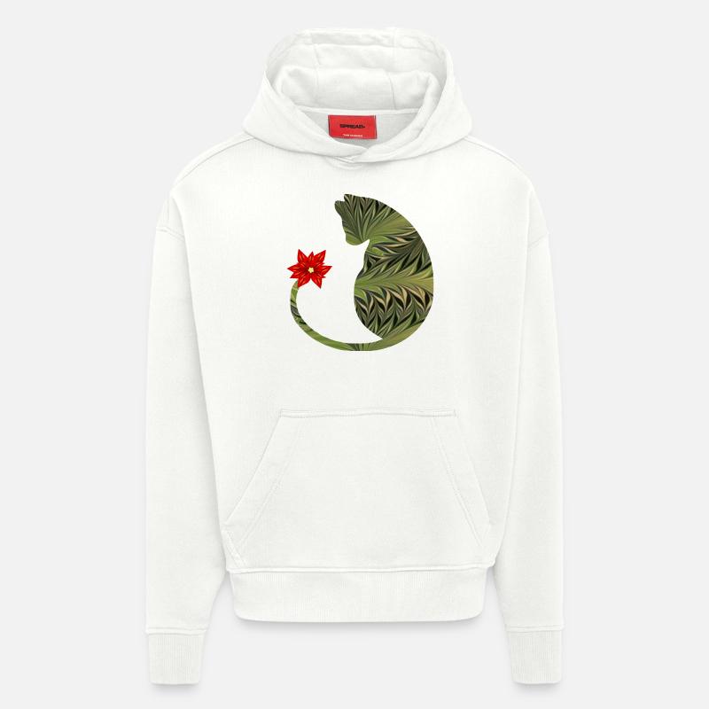 chat avec fleur e 101 - Sweat à capuche bio épais oversize fabriqué en UE - OFF WHITE
