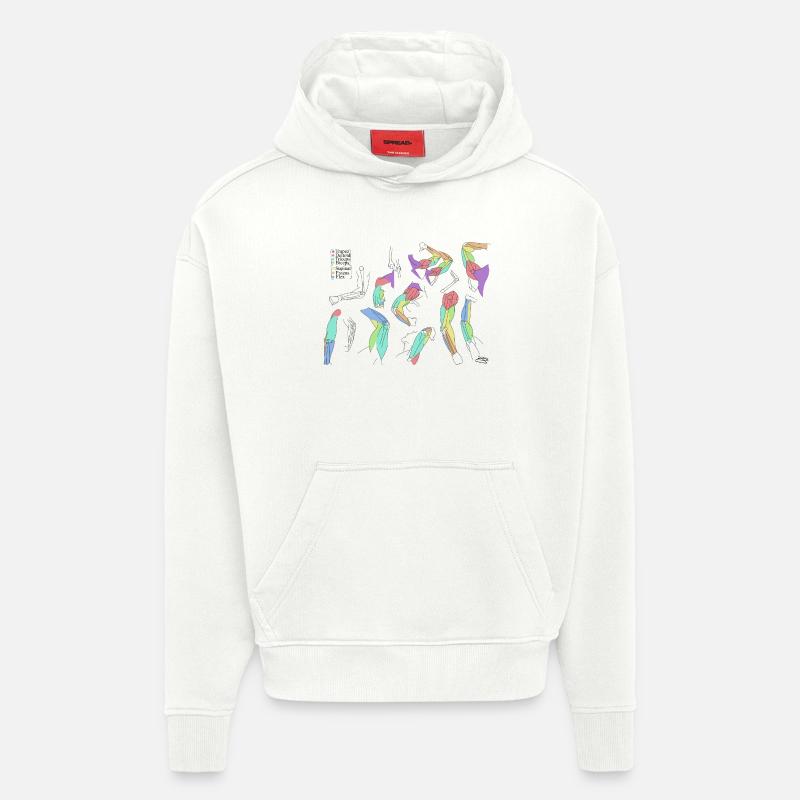 Écharpes abstraites colorées - Sweat à capuche bio épais oversize fabriqué en UE - OFF WHITE