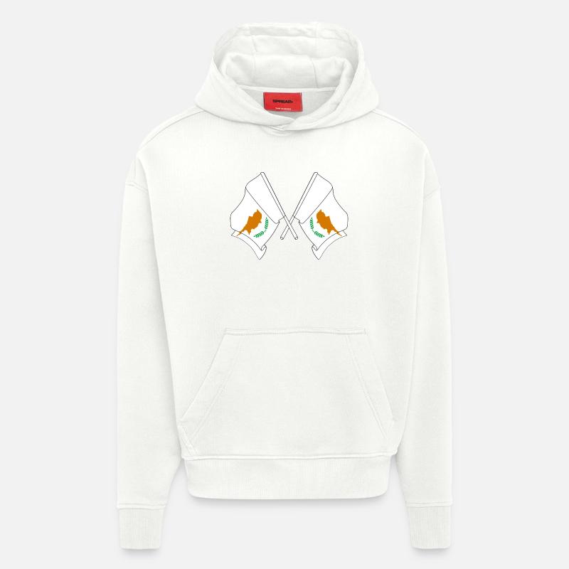 Deux drapeaux Chypre - Sweat à capuche bio épais oversize fabriqué en UE - OFF WHITE