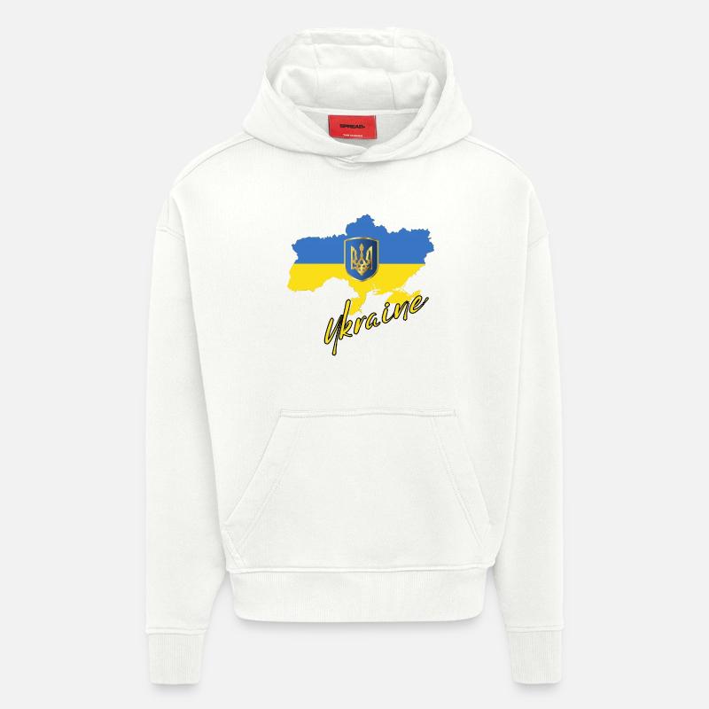 Fierté ukrainienne, drapeau ukrainien - Sweat à capuche bio épais oversize fabriqué en UE - OFF WHITE