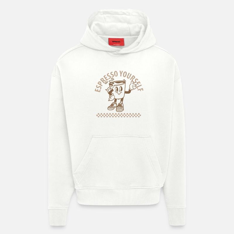 Espresso Yourself Café - Sweat à capuche bio épais oversize fabriqué en UE - OFF WHITE