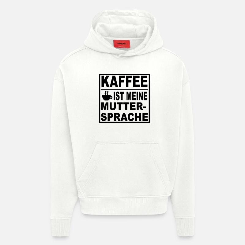 T-shirt café langue maternelle - Sweat à capuche bio épais oversize fabriqué en UE - OFF WHITE