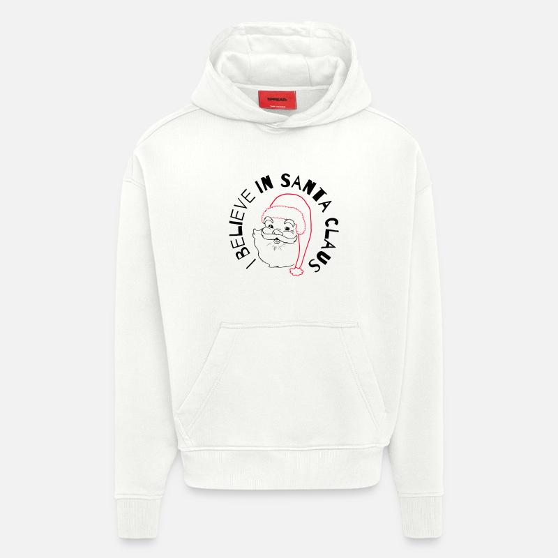 Je crois au Père Noël - Sweat à capuche bio épais oversize fabriqué en UE - OFF WHITE