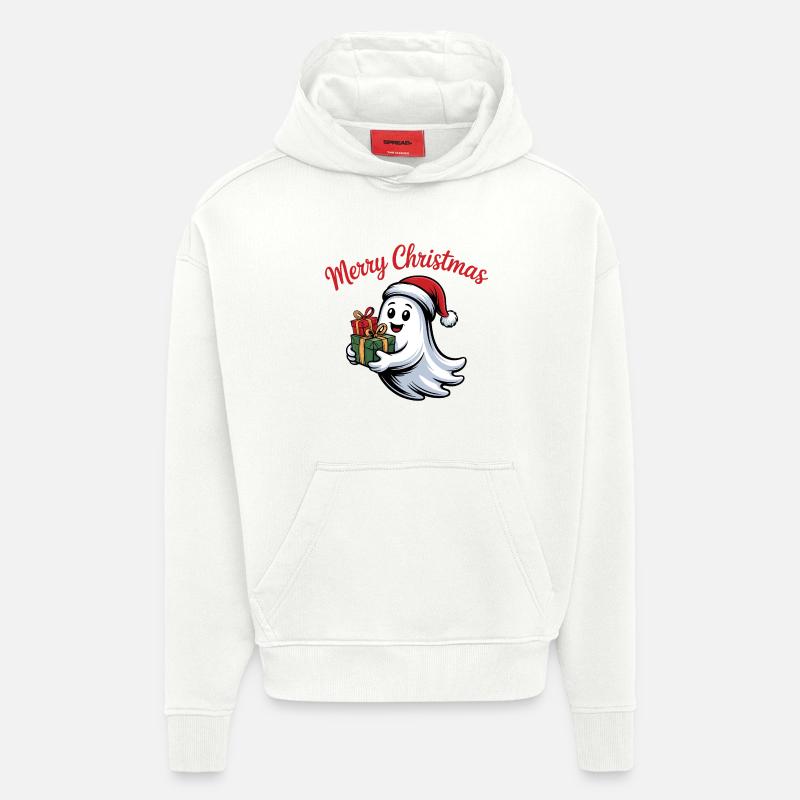 Weihnachtsgeist mit Geschenken - Hoodie- made by SPREAD  - OFF WHITE