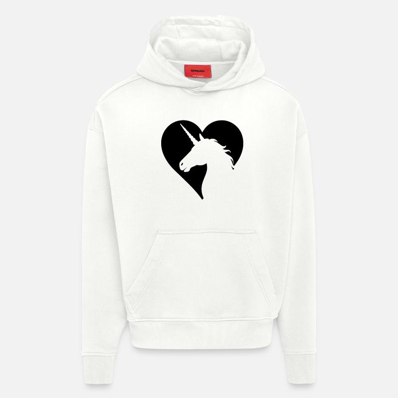 Licorne Mignonne Magique - Sweat à capuche bio épais oversize fabriqué en UE - OFF WHITE