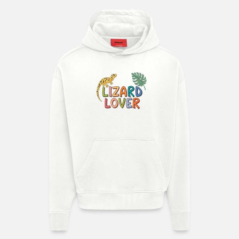 Lizard Lover Couleurs - Sweat à capuche bio épais oversize fabriqué en UE - OFF WHITE