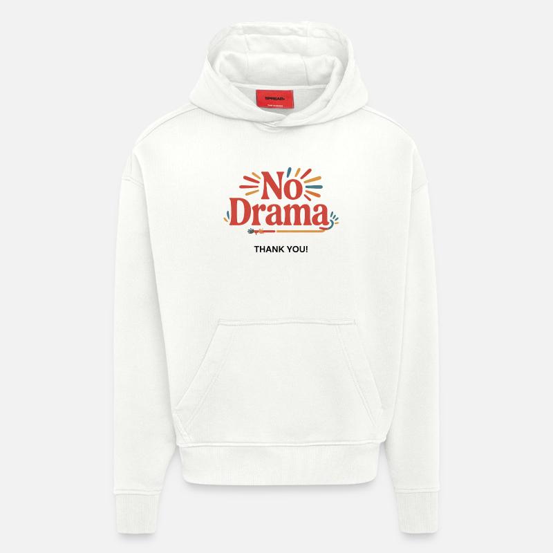 Pas de drame – Merci Design - Sweat à capuche bio épais oversize fabriqué en UE - OFF WHITE