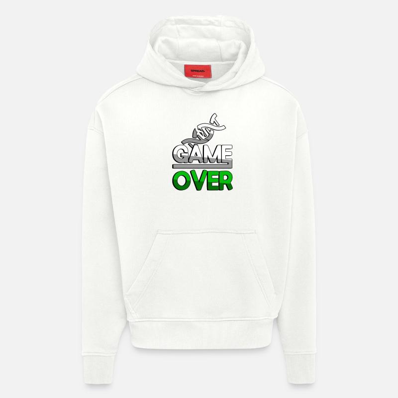 GAME OVER (Vert) + ADN - Jeux - Sweat à capuche bio épais oversize fabriqué en UE - OFF WHITE