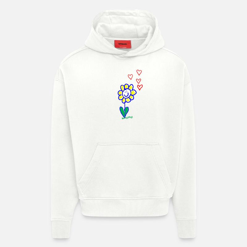 Joyeuse fleur - Sweat à capuche bio épais oversize fabriqué en UE - OFF WHITE